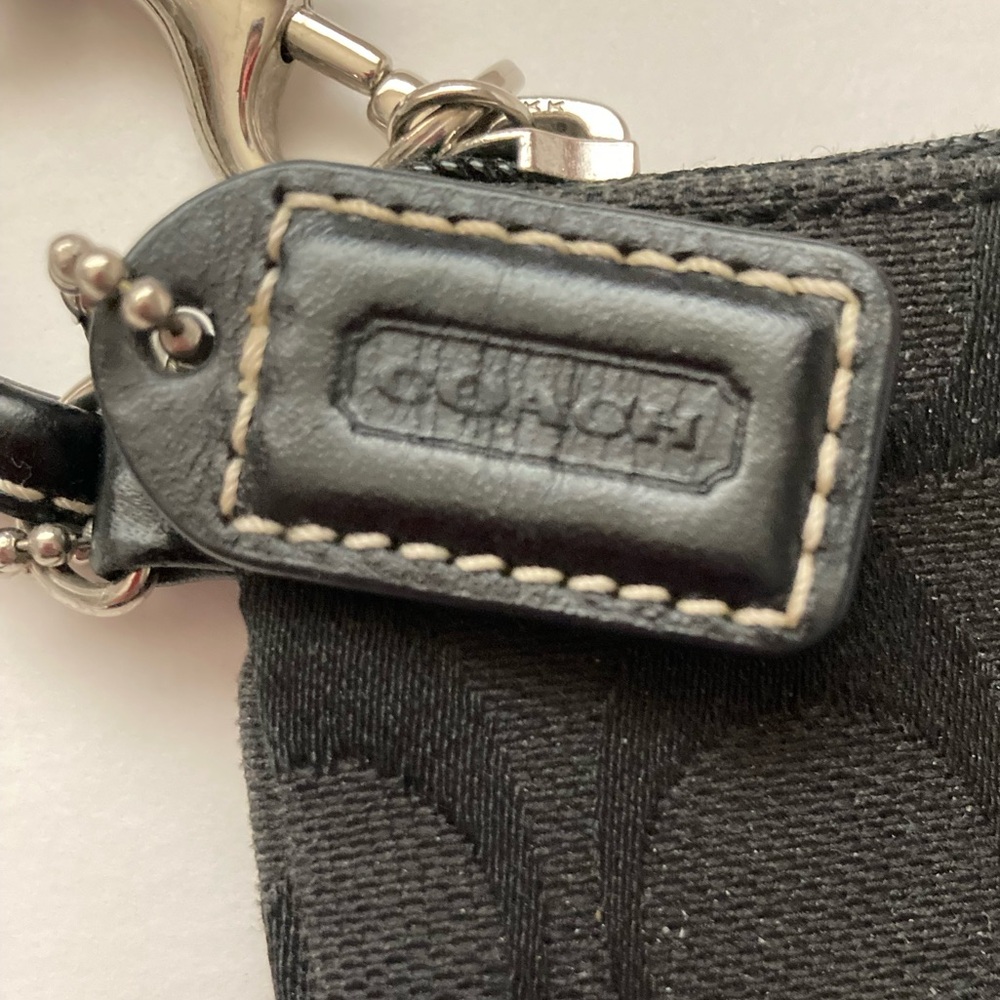Coach Signature C Black Logo Canvas Wristlet - Picture 9 of 9